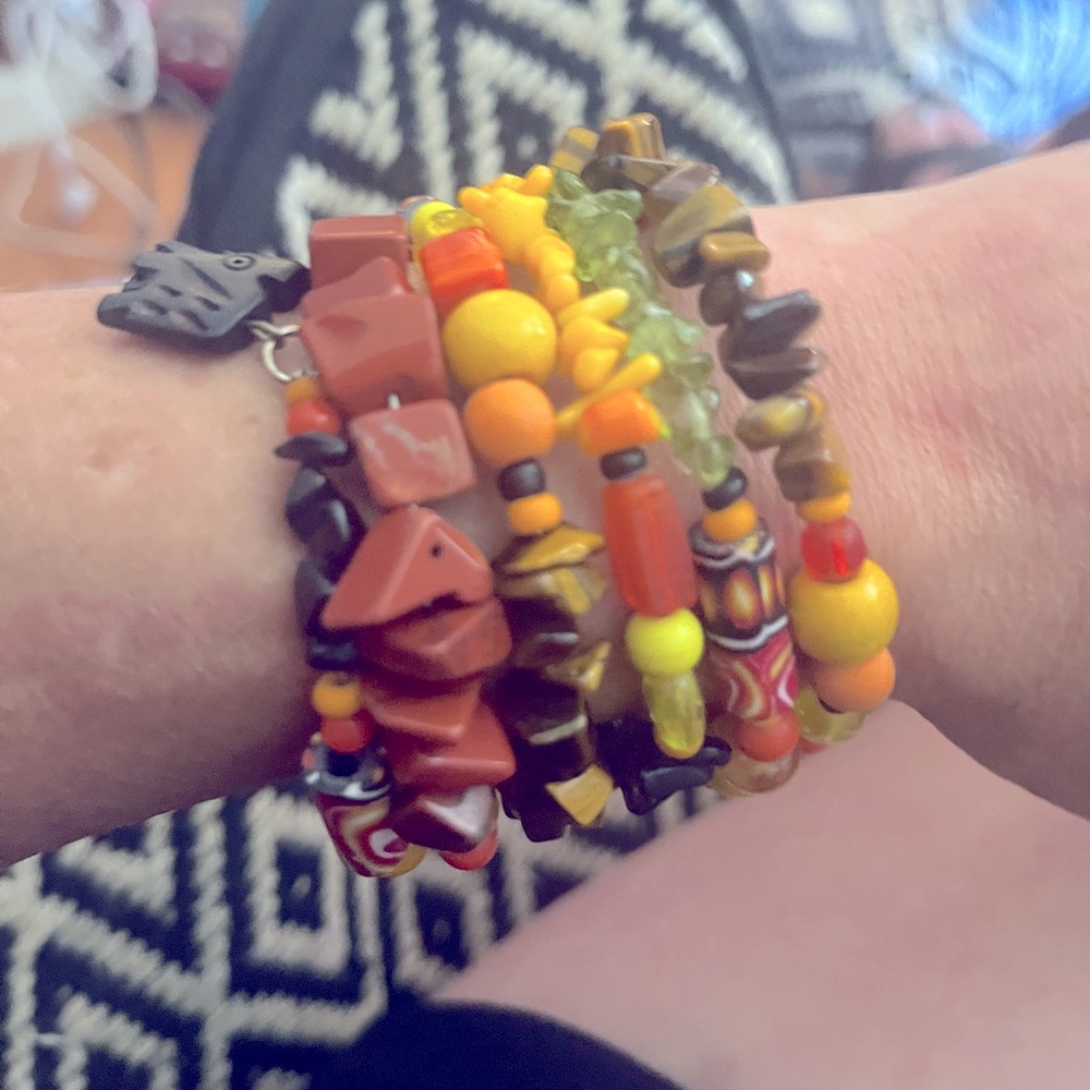Semi precious stone wrap around bracelet
